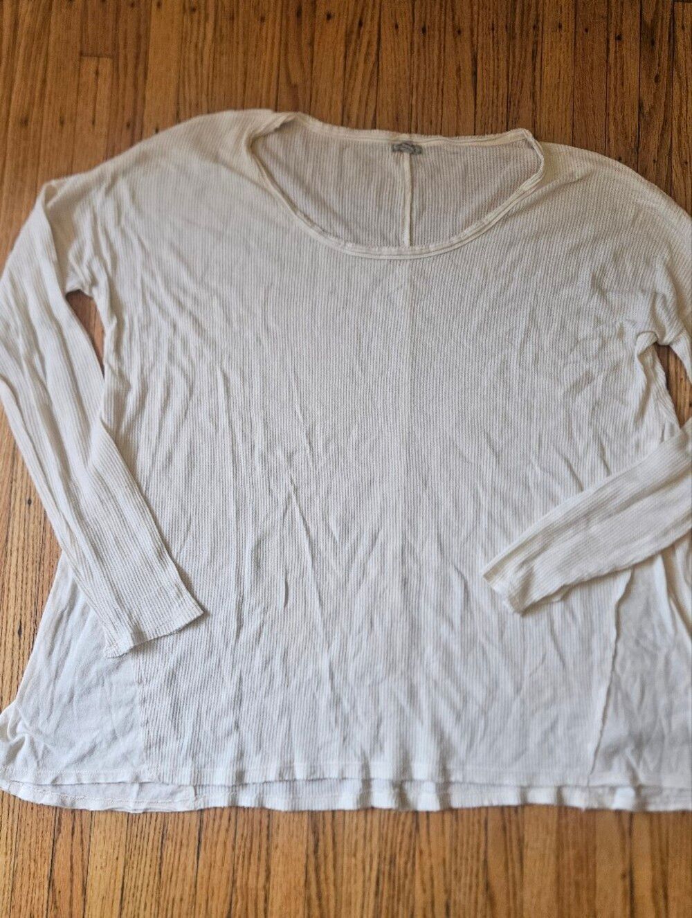 Ecote Cream Ribbed Thermal Knit Long Sleeve Top Size Large